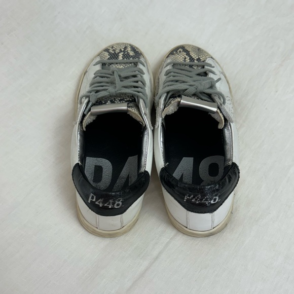 P448 John Python-Print Leather Low Top Sneakers Size 37 US 7 Classic Designer - Picture 10 of 16
